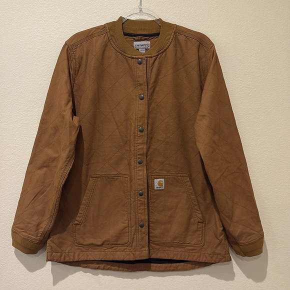 Carhartt women’s size large 12/14 canvas snap-front shirt jacket - Picture 4 of 13